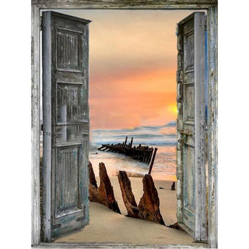 Open Door to The Sea Big Waves and Sunset' Paint By Numbers Kit