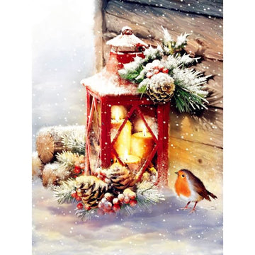Christmas Lamp 'Stonechat Warming Light' Paint By Numbers Kit