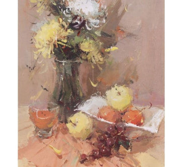 Dahlia and Fruit Plate 'Show N Tell' Paint by numbers Kit
