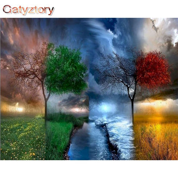 Four Season Tree Thunders – Landscape Paint By Numbers Kit