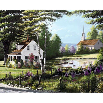 Landscape 'Small Village Town' Paint By Numbers Kit