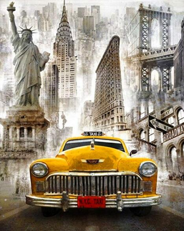 Yellow Taxi 'Famous Landmark' Paint By Numbers Kit