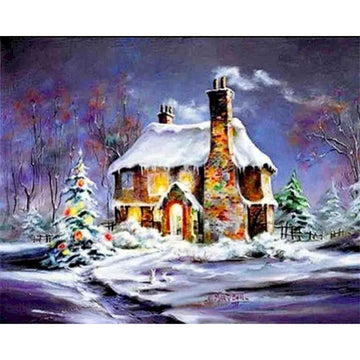 White Christmas 'Forest Cottage' Paint By Numbers Kit