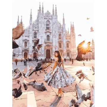 Italy 'Afternoon Walk at the Duomo of Milan' Paint By Numbers Kit