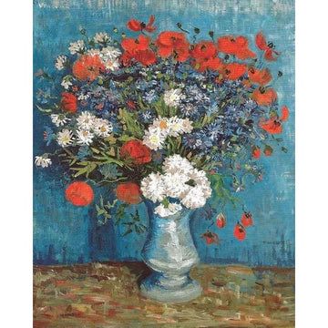 Red Poppy and Daisy Flower Paint By Numbers Kit