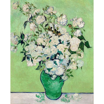 White Flowers in Green Vase Paint By Numbers Kit