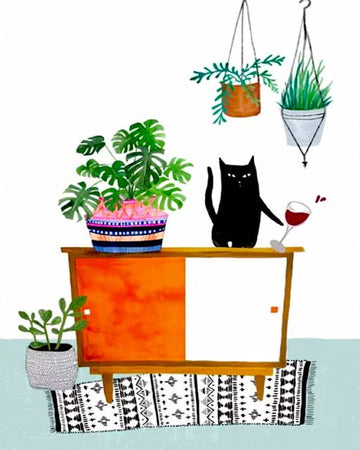 Black Cat Fiddle Wine off the Table Paint By Numbers Kit