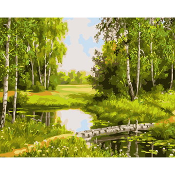 Green Forest 'Mossy Stream' Paint By Numbers Kit