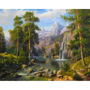 Waterfall Trail and Mountain Paint By Numbers Kit