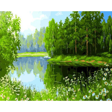 Green Woods and Lake Paint By Numbers Kit