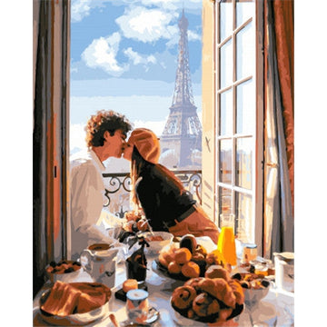 Paris' Eiffel Tower | Morning Kiss' Paint By Numbers Kit