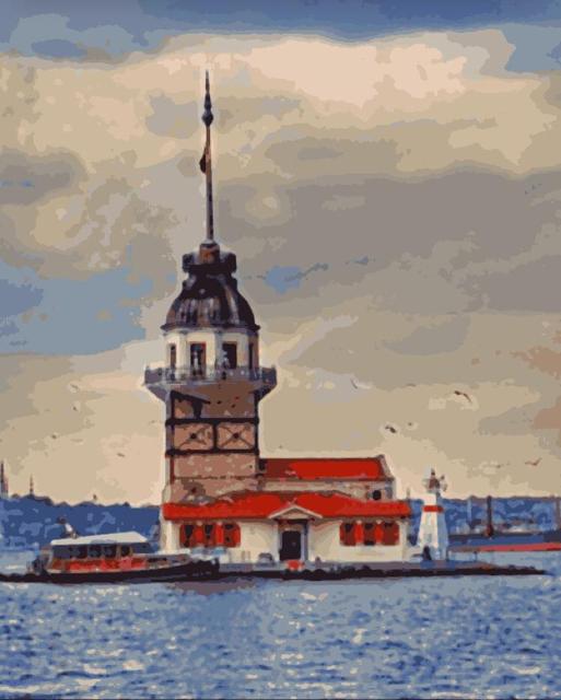 Maiden's Tower in Istanbul Paint By Numbers Kit