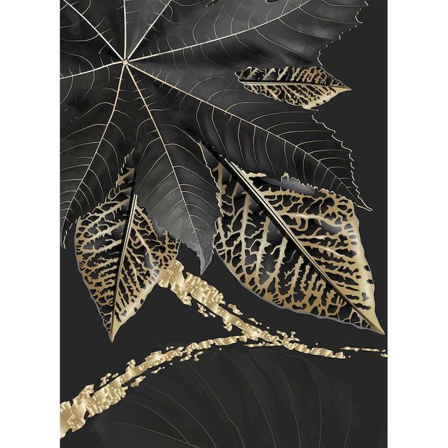Black and Gold Maple Leaves Paint By Numbers Kit