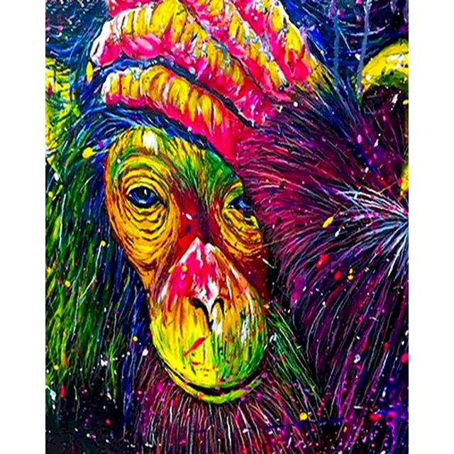 Gorilla 'Rainbow Head' Paint By Numbers Kit