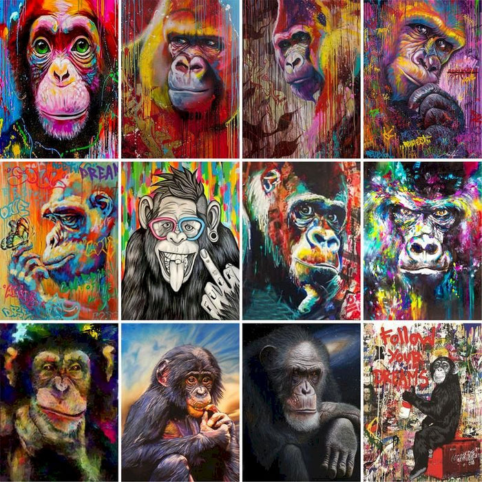 Gorilla 'Rainbow Head' Paint By Numbers Kit