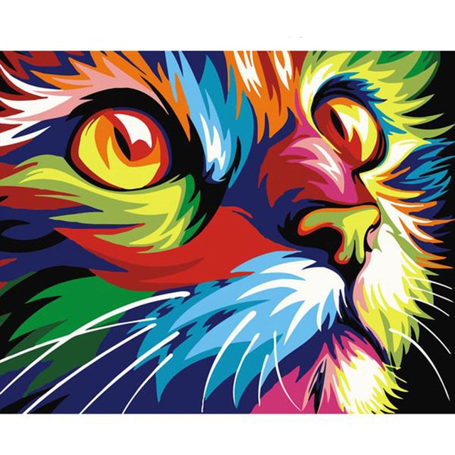 Psychedelic Cat Portrait Paint By Numbers Kit