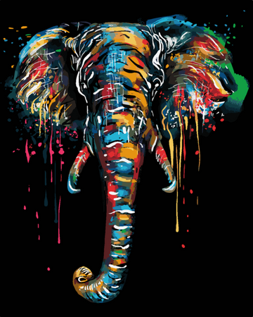 Multi-colored Portrait of an Elephant Paint By Numbers Kit