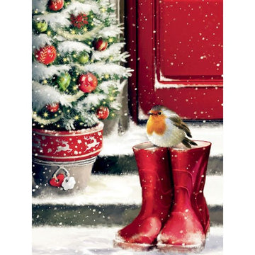 Snowy Christmas 'Stonechat at the Red Boots' Paint By Numbers Kit