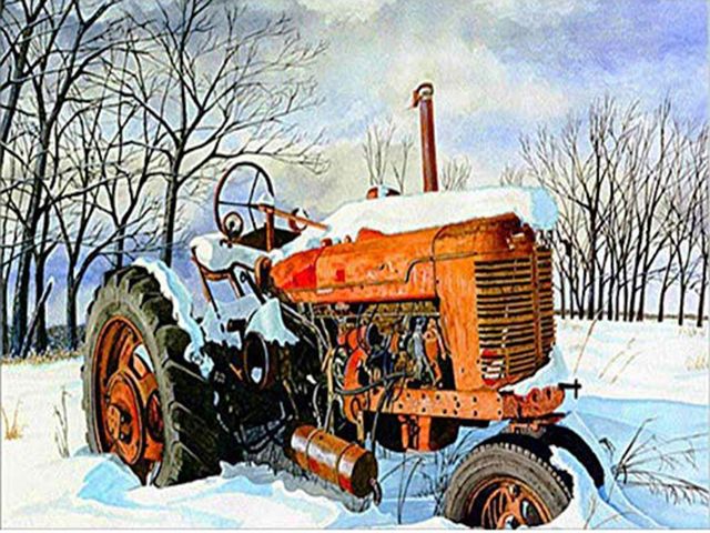 Tractor in the Snow Paint By Numbers Kit