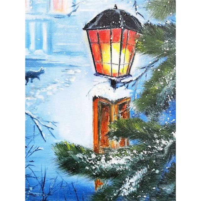 Snowy Street Lamp Paint By Numbers Kit