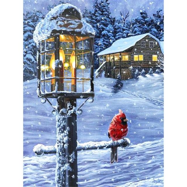 Light Pole 'Bird and Snow at the Mountain' Paint By Numbers Kit