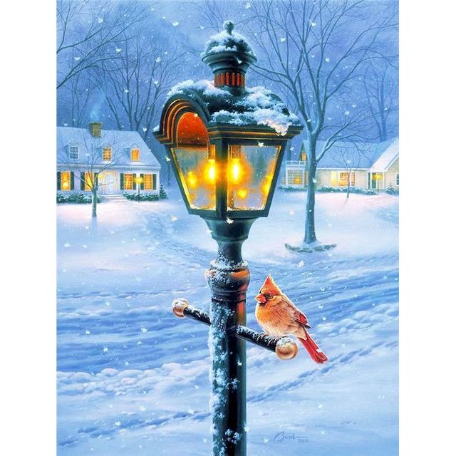 Breezy Night 'Cardinal on Lamppost 2.0' Paint By Numbers Kit
