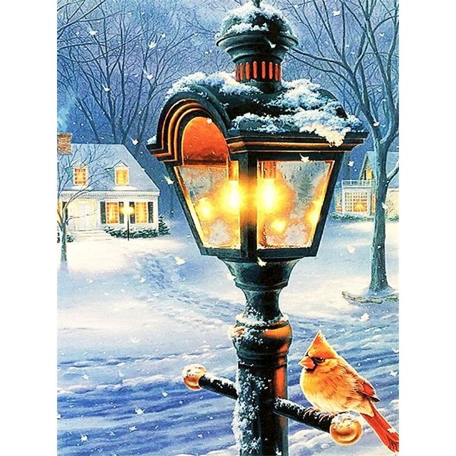 Breezy Night 'Cardinal on Lamppost' Paint By Numbers Kit