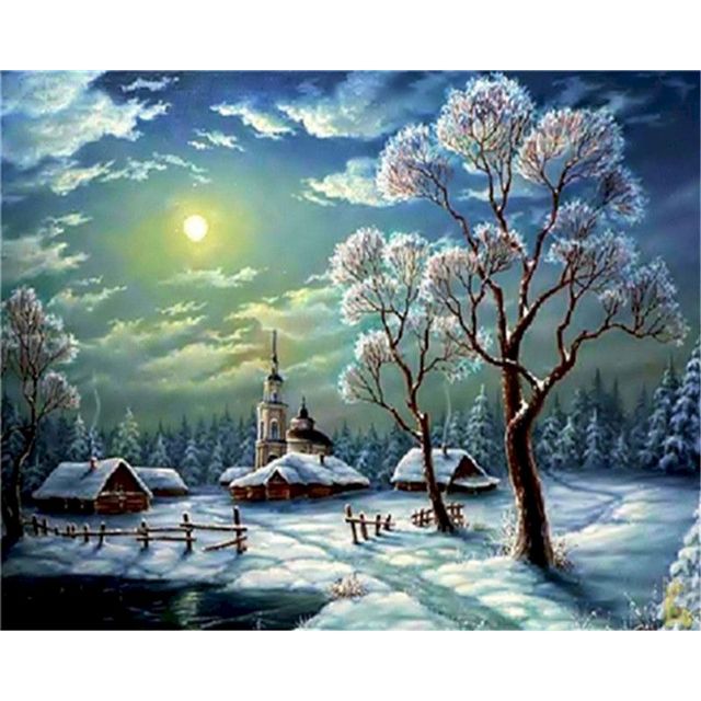 Full Moon 'Iced Lodge' Paint By Numbers Kit