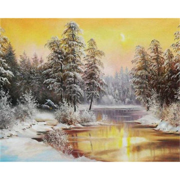 Sunrise at the Snowy Lake Paint By Numbers Kit