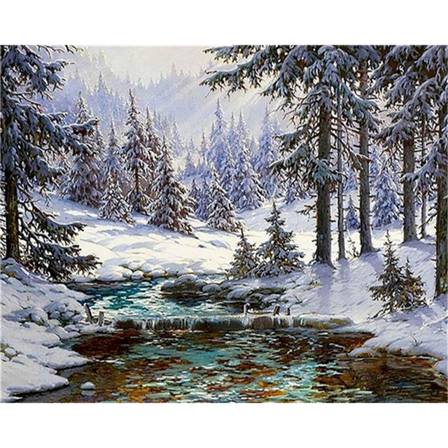 Flowing Stream 'Melting Snow' Paints By Numbers Kit