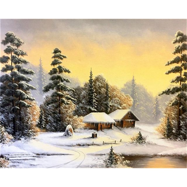 Cold Breeze at the Forest Hamlet Paint By Numbers Kit