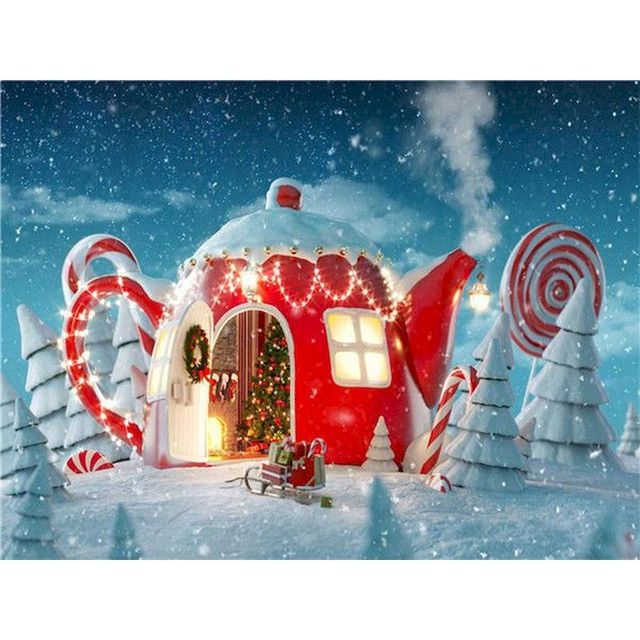 Christmas Wonderland 'Red Teapot House' Paint By Numbers Kit