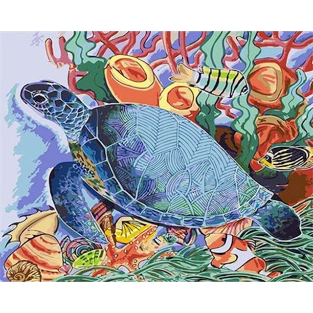 Sea Turtle 'Under the Sea' Paint By Numbers Kit — Lil Paint Shop