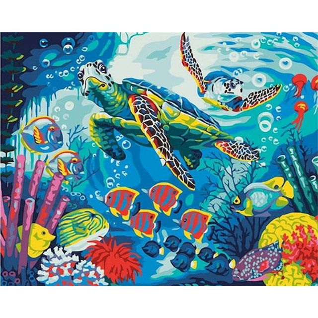 Sea Turtle 'Underwater Playtime' Paint By Numbers Kit