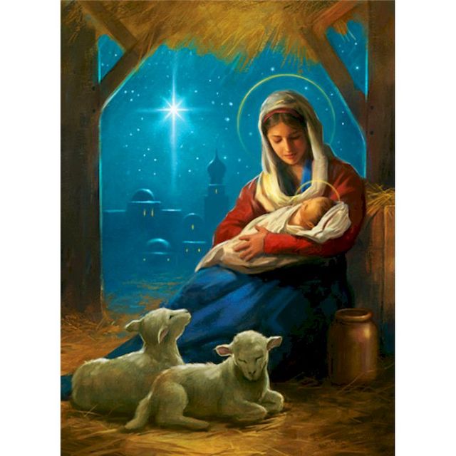 Mama Mary and Jesus 'Birth of Jesus' Paint By Numbers Kit