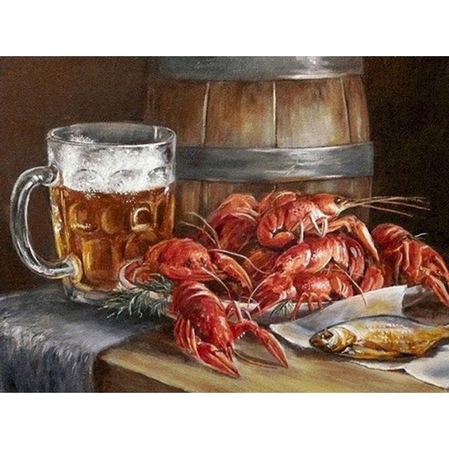 Beer Barrel and Seafood Paint By Numbers Kit