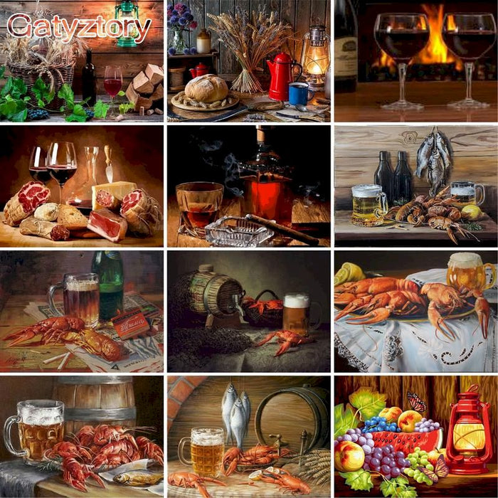 Beer Barrel and Seafood Paint By Numbers Kit