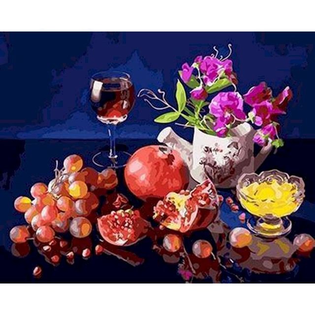 Glass of Wine 'Fruit and Flower' Paint By Numbers Kit