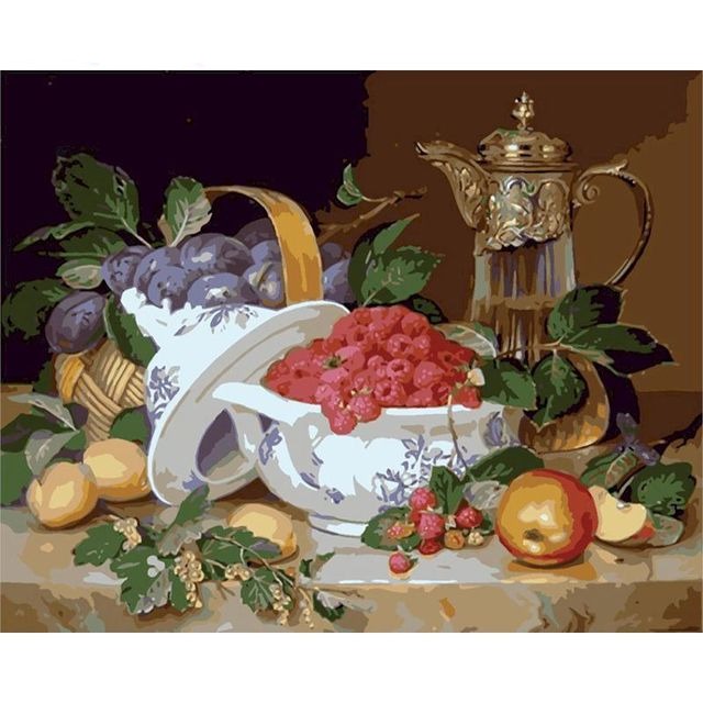 Plums and Raspberries Bowl Paint By Numbers Kit