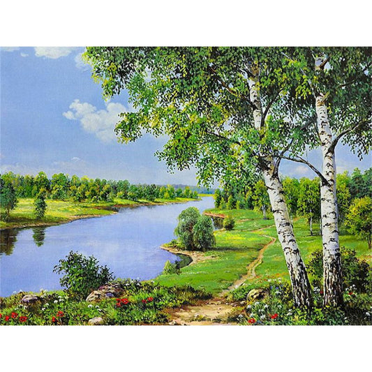 River and Green Trees Paint By Numbers Kit