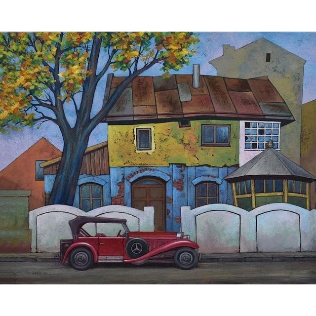 Vintage Car 'Old Town' Paint By Numbers Kit