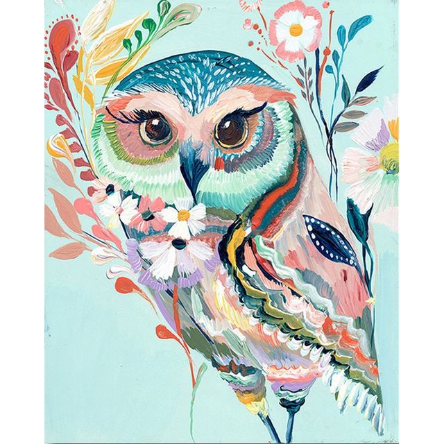 Cute Owl with Flowers Paint By Numbers Kit