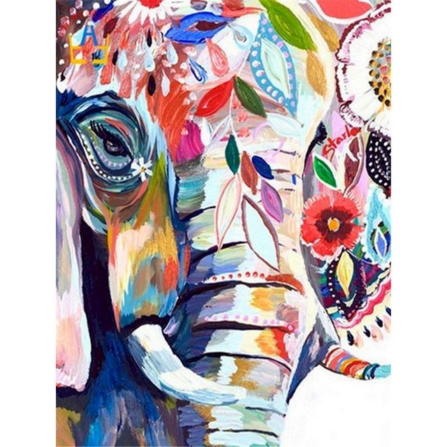Cubist Impressionist Elephant Colorful Animal Paint By Numbers Kit