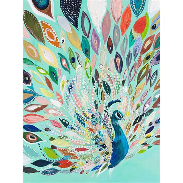 Psychedelic Peacock Colorful Animal Paint By Numbers Kit