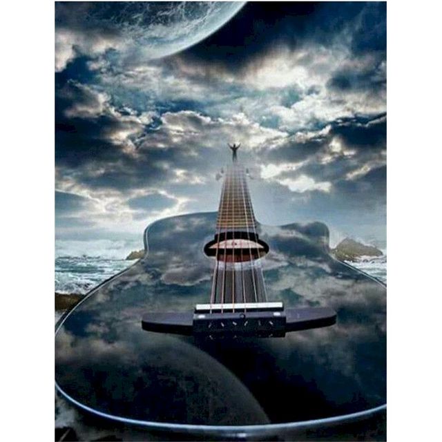 Guitar 'Cloudy Weather' Paint By Numbers Kit