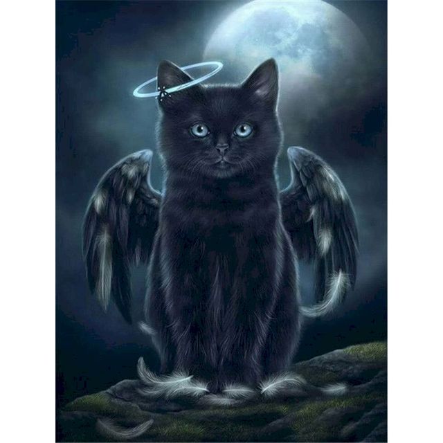 British Shorthair Cat 'Black Angel' Paint By Numbers Kit