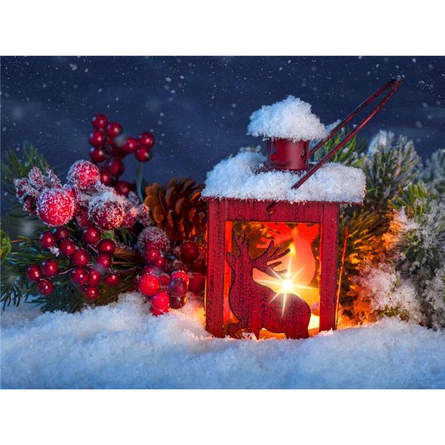 Christmas 'Snowy Night Red Lantern' Paint By Numbers Kit