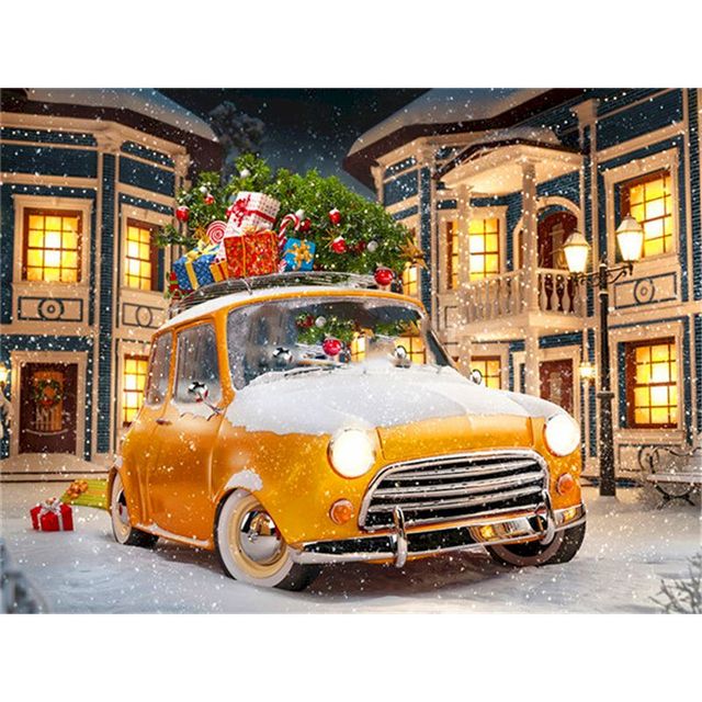 Yellow Taxi 'Christmas Gift Ride' Paint By Numbers Kit