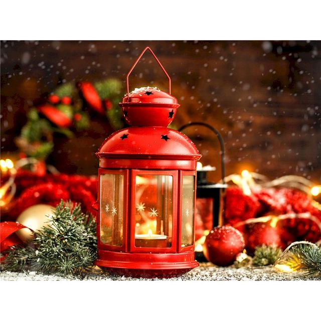 Christmas Red Lantern and Snow Balls Paint By Numbers Kit