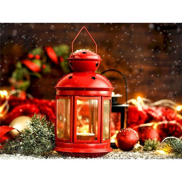 Christmas Red Lantern and Snow Balls Paint By Numbers Kit
